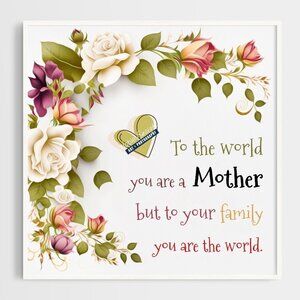 8x8 Mother You Are‎ The World Floral Wall Art Watercolor Oil Painting Print